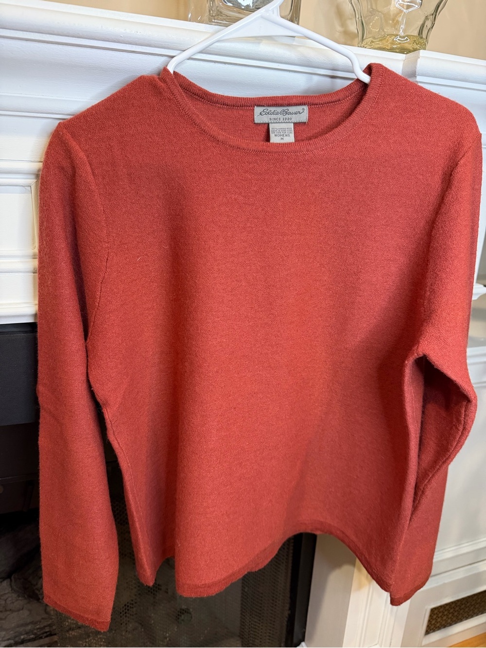 Eddie Bauer 100% Merino Wool Rust Terracotta Crewneck Sweater Medium M